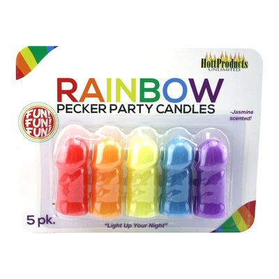 Rainbow Pecker Party Candles 5Pk